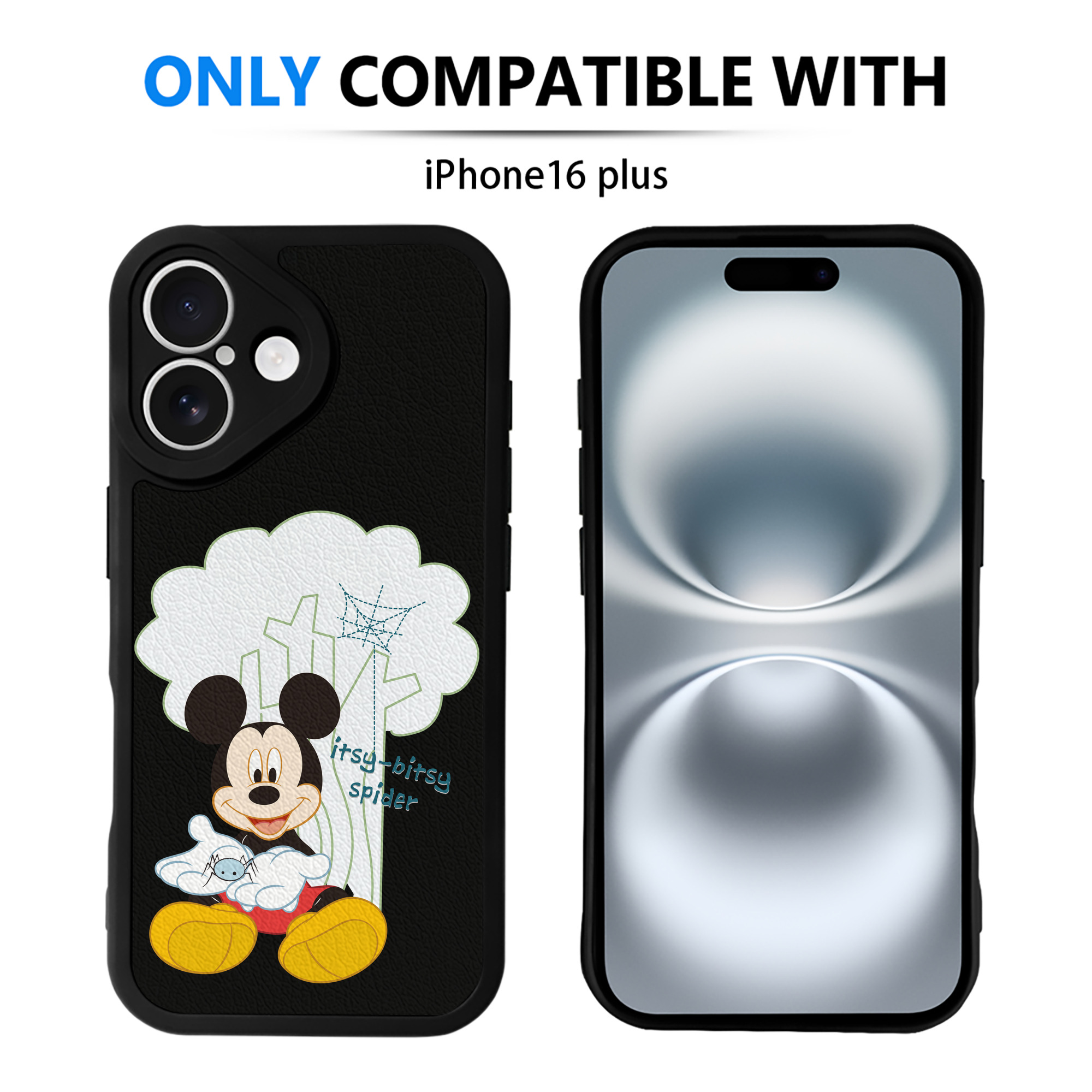 （画像用） ミッキーマウス Mickey Mouse 【iPhone 16シリーズ対応】シリコンスマホケース（レザー調） 材質：シリコン